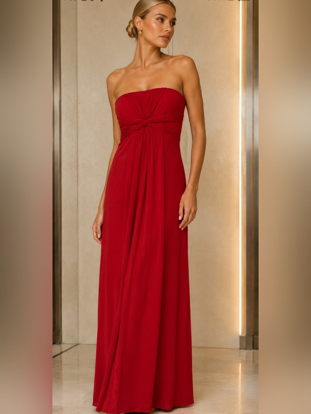Bcbgmaxazria Marinola Ruched Maxi Dress / Gown Red Size M